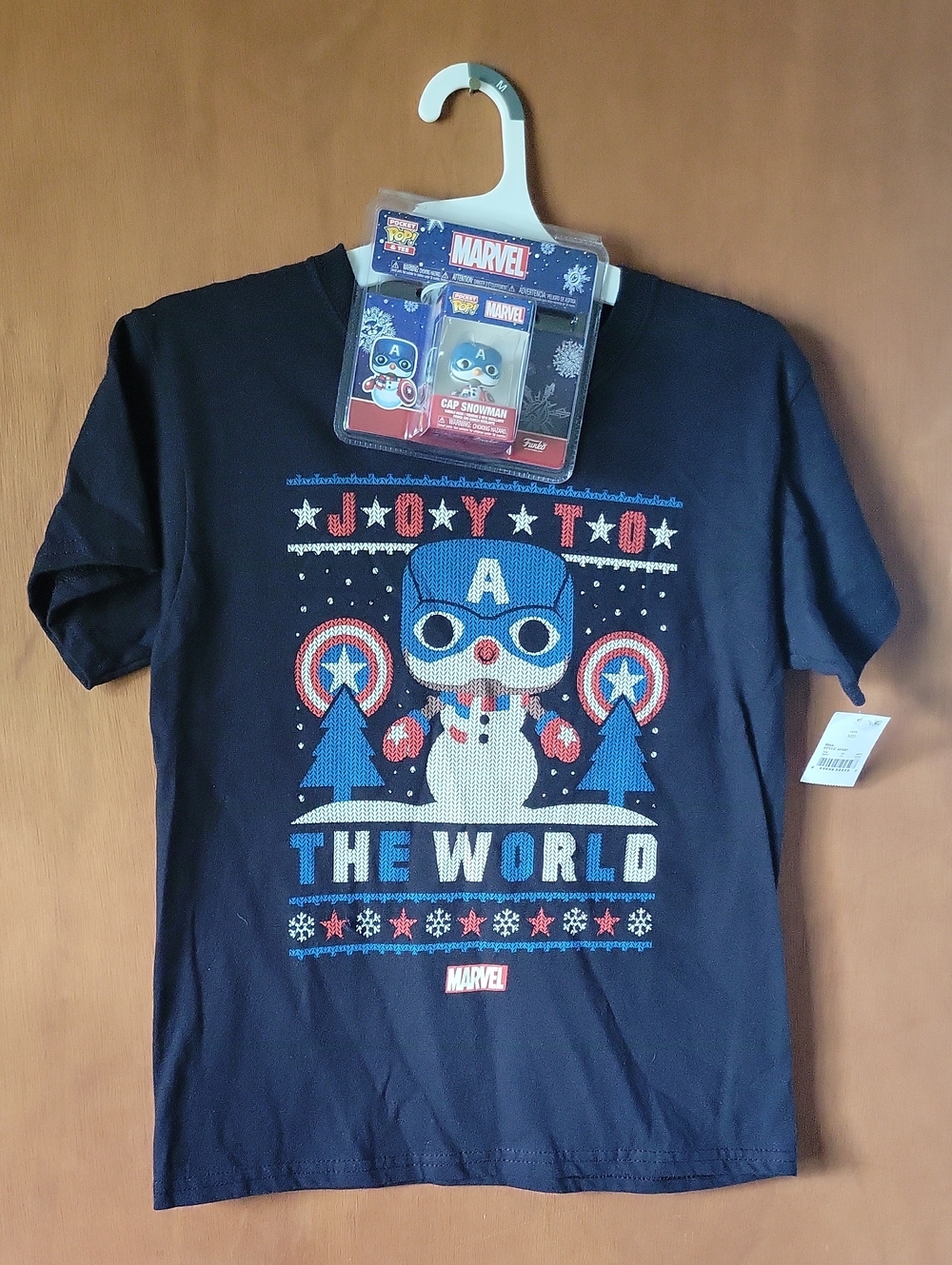Marvel Kids' Navy 'Joy to the World' Captain America Snowman Tee